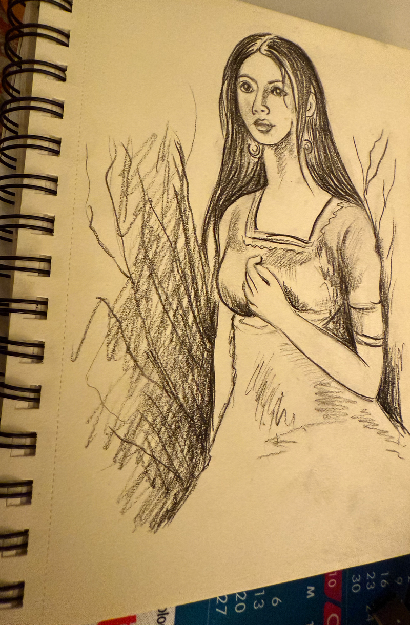 Woman by the trees